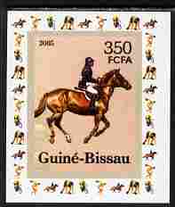 Guinea - Bissau 2006 Sports - Equestrian individual imperf deluxe sheet unmounted mint. Note this item is privately produced and is offered purely on its thematic appeal, stamps on , stamps on  stamps on sport, stamps on  stamps on horses