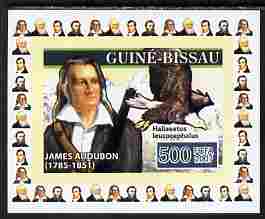 Guinea - Bissau 2007 Ornithologists #1 - James Audubon individual imperf deluxe sheet unmounted mint. Note this item is privately produced and is offered purely on its thematic appeal, as Yv 2314, stamps on , stamps on  stamps on personalities, stamps on  stamps on birds, stamps on  stamps on birds of prey, stamps on  stamps on eagles