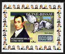 Guinea - Bissau 2007 Ornithologists #2 - Alexander Wilson individual imperf deluxe sheet unmounted mint. Note this item is privately produced and is offered purely on its..., stamps on personalities, stamps on birds, stamps on birds of prey, stamps on owls