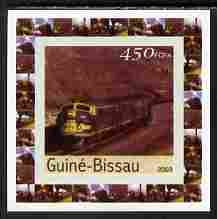 Guinea - Bissau 2003 Locomotives individual imperf deluxe sheet #03 unmounted mint, as Mi 2646, stamps on railways