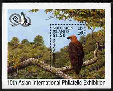 Solomon Islands 1996 Taipai 96 Stamp Exhibition perf m/sheet showing Sanfords Sea Eagle unmounted mint, SG MS 869, stamps on birds, stamps on birds of prey, stamps on eagles, stamps on stamp exhibitions