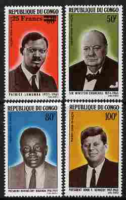 Congo 1965 Famous Men perf set of 4 unmounted mint SG 67-70 , stamps on personalities, stamps on kennedy, stamps on churchill