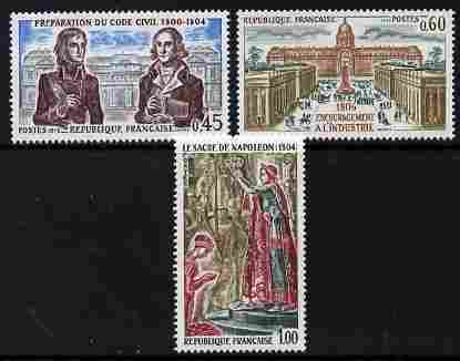 France 1973 History of France (8th series) (Napoleon) set of 3 unmounted mint, SG 2017-19, stamps on personalities, stamps on napoleon  , stamps on dictators.