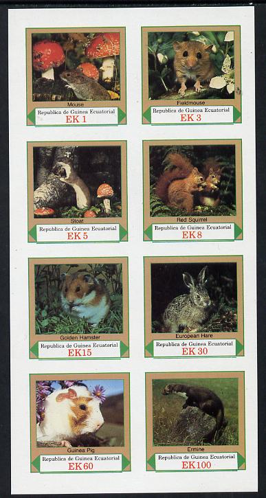 Equatorial Guinea 1977 European Animals imperf set of 8 (Mi 1137-44B) unmounted mint, stamps on animals    fungi