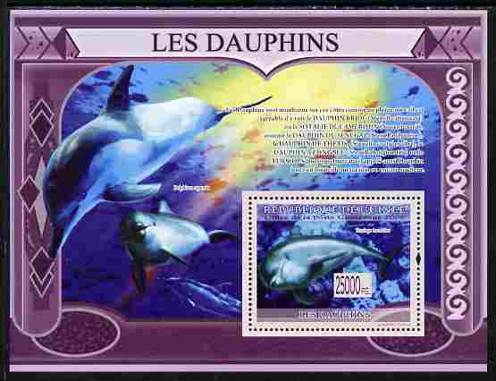 Guinea - Conakry 2009 Dolphins perf s/sheet unmounted mint, stamps on fish, stamps on dolphins, stamps on marine life