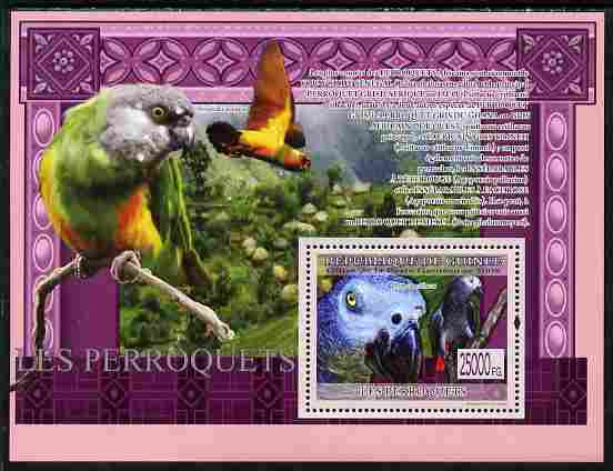 Guinea - Conakry 2009 Parrots perf s/sheet unmounted mint, stamps on birds, stamps on parrots