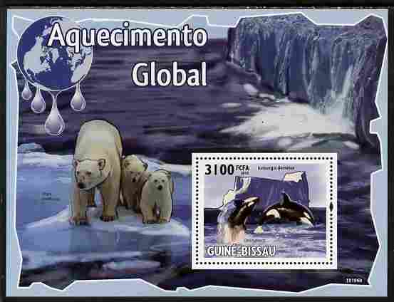 Guinea - Bissau 2010 Global Warming perf s/sheet unmounted mint, stamps on environment, stamps on animals, stamps on weather, stamps on polar, stamps on whales, stamps on bears, stamps on 