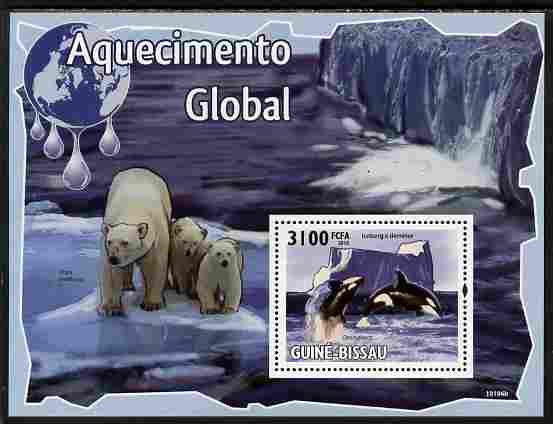 Guinea - Bissau 2010 Global Warming perf s/sheet unmounted mint, stamps on , stamps on  stamps on environment, stamps on  stamps on animals, stamps on  stamps on weather, stamps on  stamps on polar, stamps on  stamps on whales, stamps on  stamps on bears, stamps on  stamps on 