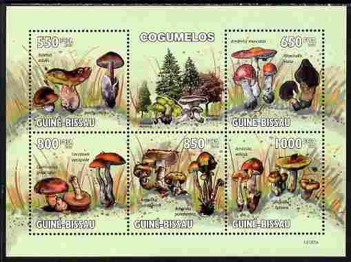 Guinea - Bissau 2010 Mushrooms perf sheetlet containing 5 values unmounted mint, stamps on , stamps on  stamps on fungi