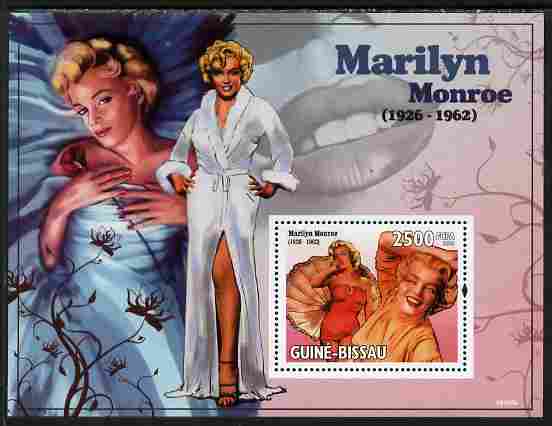 Guinea - Bissau 2010 Marilyn Monroe perf s/sheet unmounted mint, stamps on , stamps on  stamps on personalities, stamps on  stamps on films, stamps on  stamps on cinema, stamps on  stamps on movies, stamps on  stamps on music, stamps on  stamps on marilyn, stamps on  stamps on monroe