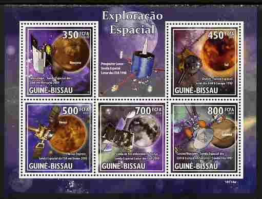 Guinea - Bissau 2010 Space Probes perf sheetlet containing 5 values unmounted mint, stamps on , stamps on  stamps on space, stamps on  stamps on satellites