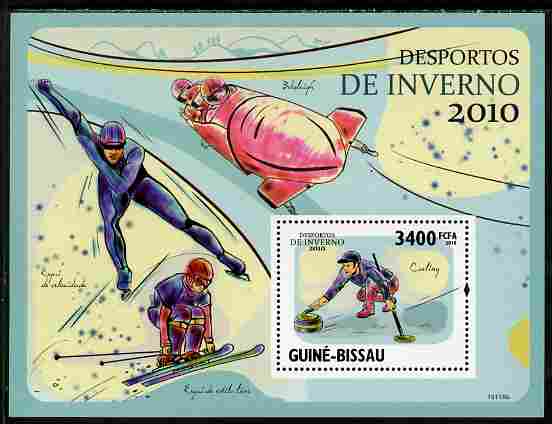 Guinea - Bissau 2010 Winter Sports perf s/sheet unmounted mint, stamps on sport, stamps on skiing, stamps on ice skating, stamps on bob sled, stamps on curling
