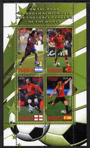 Rwanda 2010 Football World Cup - FIFA Top Players #1 perf sheetlet containing 4 values unmounted mint, stamps on , stamps on  stamps on football