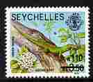 Seychelles 1980 Surcharged 1r10 on 3r50 Green Gecko unmounted mint SG 462, stamps on reptiles