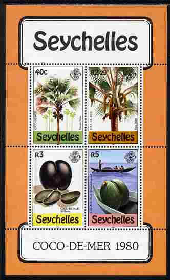 Seychelles 1980 Coco-de-mer (palms) perf m/sheet unmounted mint, SG MS 486, stamps on trees