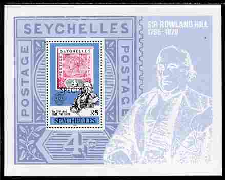 Seychelles 1979 Rowland Hill perf m/sheet overprinted SPECIMEN unmounted mint, SG MS 453s, stamps on , stamps on  stamps on rowland hill, stamps on  stamps on stamp on stamp, stamps on  stamps on stamponstamp