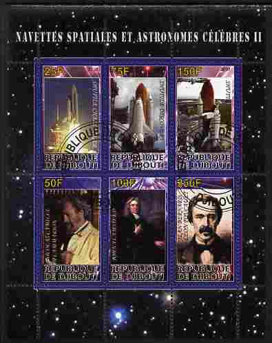 Djibouti 2010 Space Launches & Astronomers #2 perf sheetlet containing 6 values fine cto used, stamps on , stamps on  stamps on personalities, stamps on  stamps on space, stamps on  stamps on astronomy, stamps on  stamps on astronomers, stamps on  stamps on science