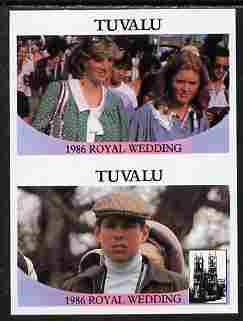 Tuvalu 1986 Royal Wedding (Andrew & Fergie) $1 imperf se-tenant pair with face value omitted unmounted mint SG 399-400var, stamps on , stamps on  stamps on royalty, stamps on  stamps on andrew, stamps on  stamps on fergie, stamps on  stamps on 