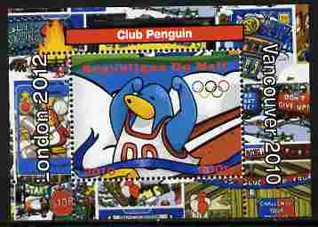 Mali 2010 Olympic Games - Disney Club Penguin #4 individual perf deluxe sheetlet unmounted mint. Note this item is privately produced and is offered purely on its thematic appeal , stamps on , stamps on  stamps on olympics, stamps on  stamps on disney, stamps on  stamps on films, stamps on  stamps on cinema, stamps on  stamps on cartoons, stamps on  stamps on penguins, stamps on  stamps on 