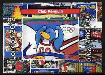 Mali 2010 Olympic Games - Disney Club Penguin #4 individual imperf deluxe sheetlet unmounted mint. Note this item is privately produced and is offered purely on its thematic appeal , stamps on , stamps on  stamps on olympics, stamps on  stamps on disney, stamps on  stamps on films, stamps on  stamps on cinema, stamps on  stamps on cartoons, stamps on  stamps on penguins