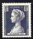 Monaco 1957 Princess Grace 1f violet-grey unmounted mint SG 586, stamps on royalty