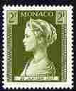 Monaco 1957 Princess Grace 2f olive-green unmounted mint SG 587, stamps on , stamps on  stamps on royalty