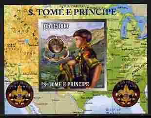 St Thomas & Prince Islands 2010 Centenary of Scouting in America #5 individual imperf deluxe sheetlet unmounted mint. Note this item is privately produced and is offered purely on its thematic appeal , stamps on scouts, stamps on americana, stamps on maps