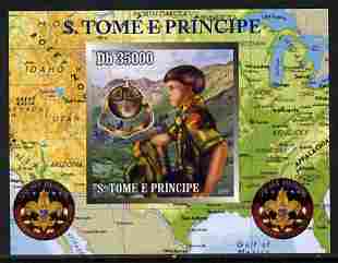 St Thomas & Prince Islands 2010 Centenary of Scouting in America #5 individual imperf deluxe sheetlet unmounted mint. Note this item is privately produced and is offered purely on its thematic appeal , stamps on , stamps on  stamps on scouts, stamps on  stamps on americana, stamps on  stamps on maps