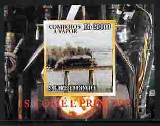 St Thomas & Prince Islands 2010 African Steam Trains #3 individual imperf deluxe sheetlet unmounted mint. Note this item is privately produced and is offered purely on it..., stamps on railways