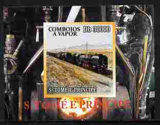 St Thomas & Prince Islands 2010 African Steam Trains #4 individual imperf deluxe sheetlet unmounted mint. Note this item is privately produced and is offered purely on it..., stamps on railways