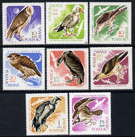 Rumania 1967 Birds of Prey set of 8 unmounted mint, SG 3442-49,  Mi 2568-75, stamps on , stamps on  stamps on birds, stamps on  stamps on birds of prey, stamps on  stamps on osprey