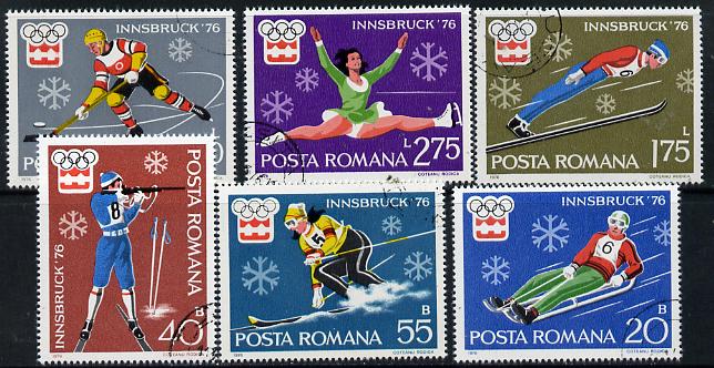 Rumania 1976 Innsbruck Winter Olympics set of 6 cto used, SG 4183-88, Mi 3312-17, stamps on , stamps on  stamps on olympics    sport    skiing    ice hockey    rifle shooting