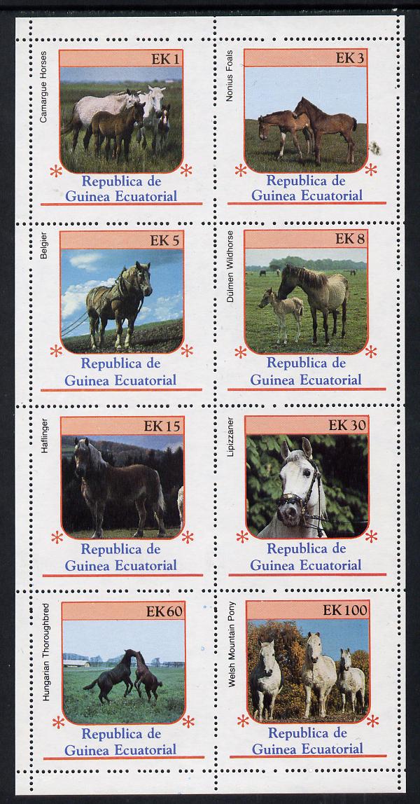 Equatorial Guinea 1976 Horses perf set of 8 unmounted mint, Mi 805-12A, stamps on , stamps on  stamps on animals  horse