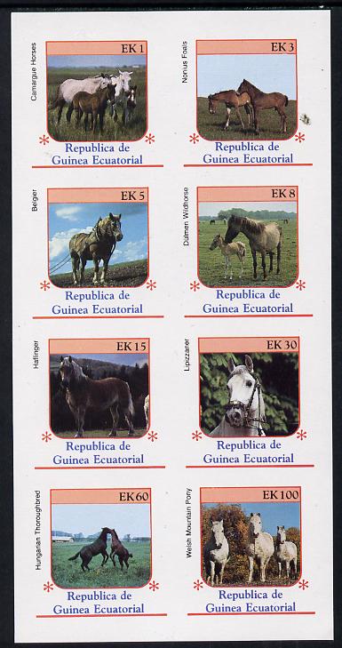 Equatorial Guinea 1976 Horses imperf set of 8 (Mi 805-12B) unmounted mint, stamps on animals  horse