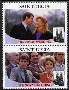 St Lucia 1986 Royal Wedding (Andrew & Fergie) $2 perforated se-tenant pair with face value omitted unmounted mint , stamps on , stamps on  stamps on royalty, stamps on  stamps on andrew, stamps on  stamps on fergie, stamps on  stamps on 