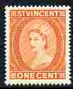 St Vincent 1964-65 QEII def 1c orange (watermark Block CA P14) unmounted mint SG 212