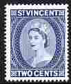 St Vincent 1964-65 QEII def 2c blue (watermark Block CA P14) unmounted mint SG 213, stamps on , stamps on qeii, stamps on 