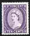 St Vincent 1964-65 QEII def 10c deep lilac (watermark Block CA P14) unmounted mint SG 216, stamps on , stamps on  stamps on , stamps on  stamps on qeii, stamps on  stamps on 