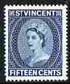 St Vincent 1964-65 QEII def 15c deep blue (watermark Block CA P14) unmounted mint SG 217, stamps on , stamps on  stamps on , stamps on  stamps on qeii, stamps on  stamps on 