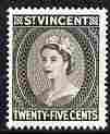 St Vincent 1964-65 QEII def 25c black-brown (watermark Block CA P14) unmounted mint SG 219, stamps on , stamps on  stamps on , stamps on  stamps on qeii, stamps on  stamps on 