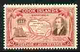 Cook Islands 1949-61 Rarotonga & Rev Williams 2d unmounted mint, SG 152, stamps on , stamps on  kg6 , stamps on maps, stamps on ships, stamps on religion