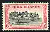 Cook Islands 1949-61 Penrhyn Village 6d unmounted mint, SG 155, stamps on , stamps on  kg6 , stamps on tourism, stamps on canoes