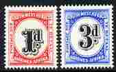 South West Africa 1960 Postage Due set of 2 unmounted mint, SG D55-56, stamps on , stamps on  stamps on postage due