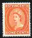 St Vincent 1955-63 QEII def 1c deep orange (watermark Script CA) unmounted mint SG 189a, stamps on , stamps on qeii, stamps on 