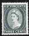St Vincent 1955-63 QEII def 3c slate (watermark Script CA) unmounted mint SG 191, stamps on , stamps on qeii, stamps on 