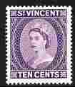 St Vincent 1955-63 QEII def 10c violet (watermark Script CA) unmounted mint SG 194, stamps on , stamps on  stamps on , stamps on  stamps on qeii, stamps on  stamps on 