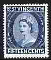 St Vincent 1955-63 QEII def 15c deep blue (watermark Script CA) unmounted mint SG 195, stamps on , stamps on  stamps on , stamps on  stamps on qeii, stamps on  stamps on 