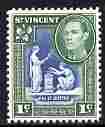 St Vincent 1949-52 KG6 Pictorial def 1c blue & green unmounted mint SG 164, stamps on , stamps on  stamps on , stamps on  stamps on  kg6 , stamps on  stamps on 