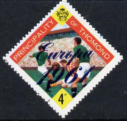 Thomond 1961 Football 4d (Diamond shaped) with Europa 1961 overprint unmounted mint , stamps on europa   football    sport