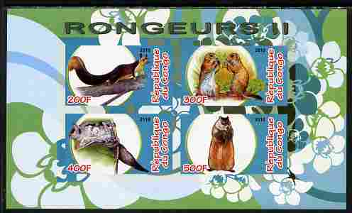 Congo 2010 Rodents #2 imperf sheetlet containing 4 values unmounted mint, stamps on animals, stamps on rodents